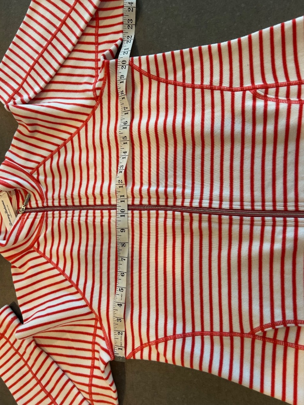 NWT Tommy Bahama New Aruba Full Zip Stripe Poppy Red Sz L - Picture 7 of 7